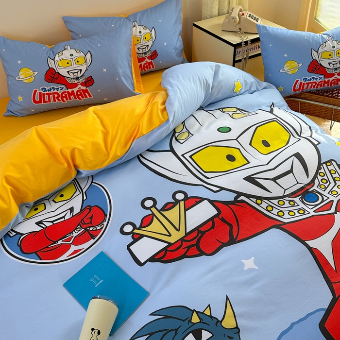 91家纺网 家纺一手货源 找家纺 金爱家 2025新款纯棉数码印花系列四件套-奥特曼 D-王牌特工