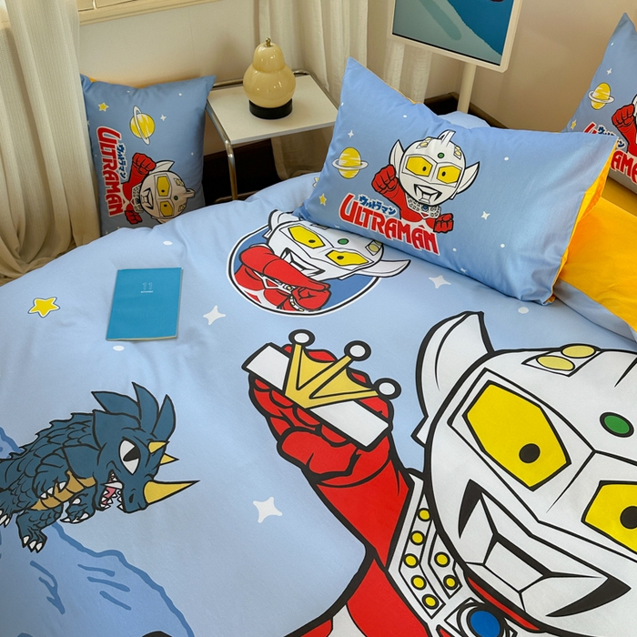 91家纺网 家纺一手货源 找家纺 金爱家 2025新款纯棉数码印花系列四件套-奥特曼 D-王牌特工