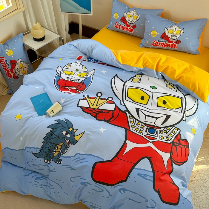 91家纺网 家纺一手货源 找家纺 金爱家 2025新款纯棉数码印花系列四件套-奥特曼 D-王牌特工