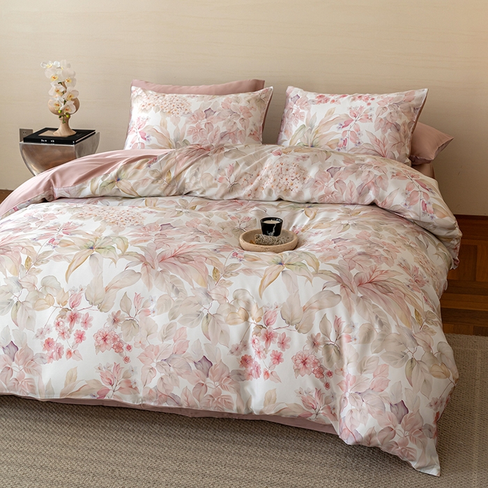 91家纺网 家纺一手货源 找家纺 禾时 2025新款60S兰精天丝数码印花暗合简约款四件套 伊娜