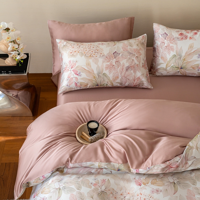 91家纺网 家纺一手货源 找家纺 禾时 2025新款60S兰精天丝数码印花暗合简约款四件套 伊娜