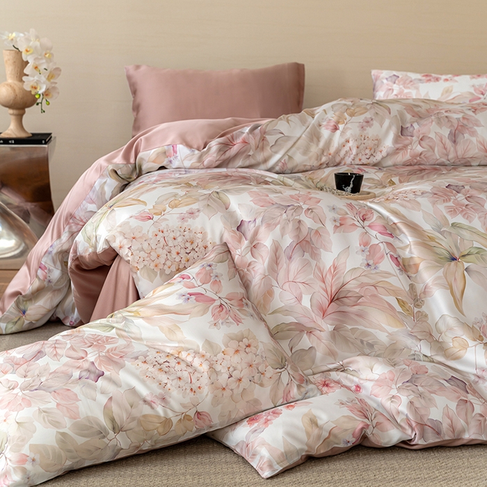 91家纺网 家纺一手货源 找家纺 禾时 2025新款60S兰精天丝数码印花暗合简约款四件套 伊娜