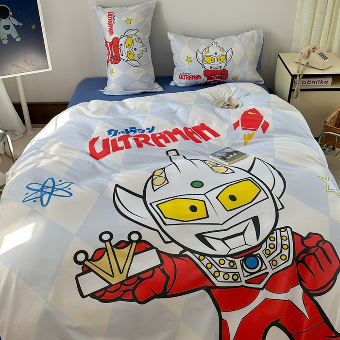 91家纺网 家纺一手货源 找家纺 （总）金爱家 2025新款纯棉数码印花系列四件套-奥特曼