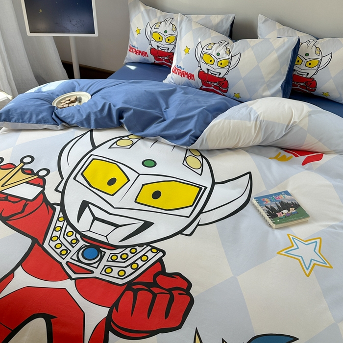 91家纺网 家纺一手货源 找家纺 （总）金爱家 2025新款纯棉数码印花系列四件套-奥特曼