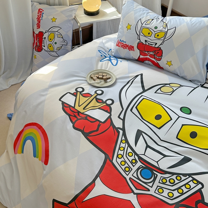 91家纺网 家纺一手货源 找家纺 （总）金爱家 2025新款纯棉数码印花系列四件套-奥特曼