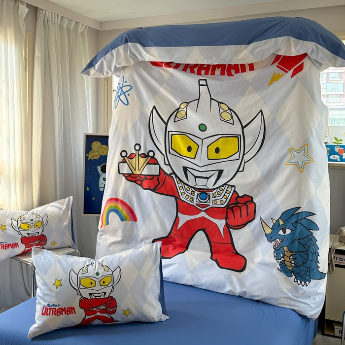 91家纺网 家纺一手货源 找家纺 （总）金爱家 2025新款纯棉数码印花系列四件套-奥特曼