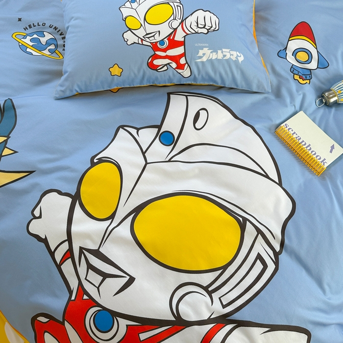 91家纺网 家纺一手货源 找家纺 金爱家 2025新款纯棉数码印花系列四件套-奥特曼 D-奥特曼之光