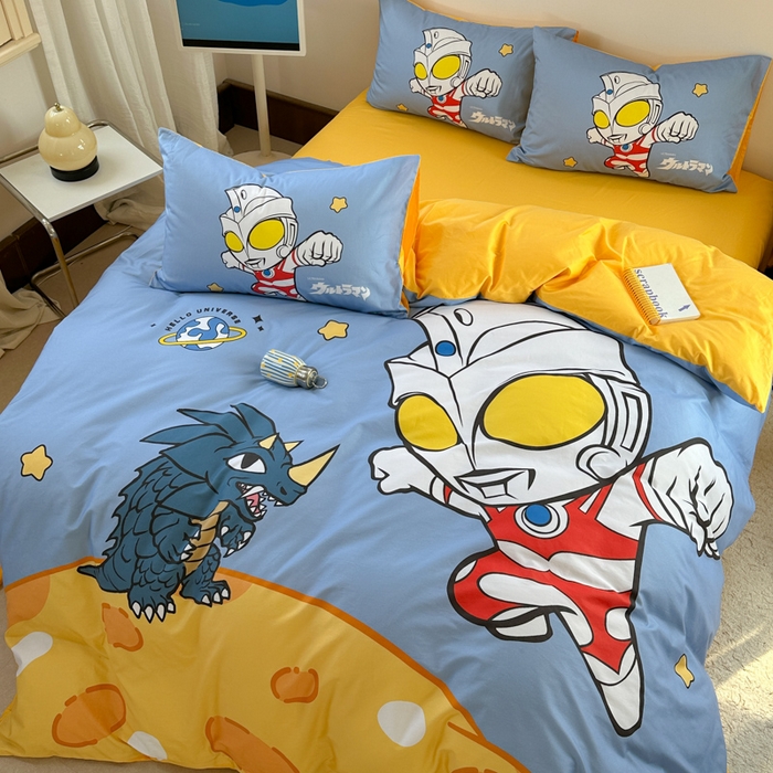 91家纺网 家纺一手货源 找家纺 金爱家 2025新款纯棉数码印花系列四件套-奥特曼 D-奥特曼之光