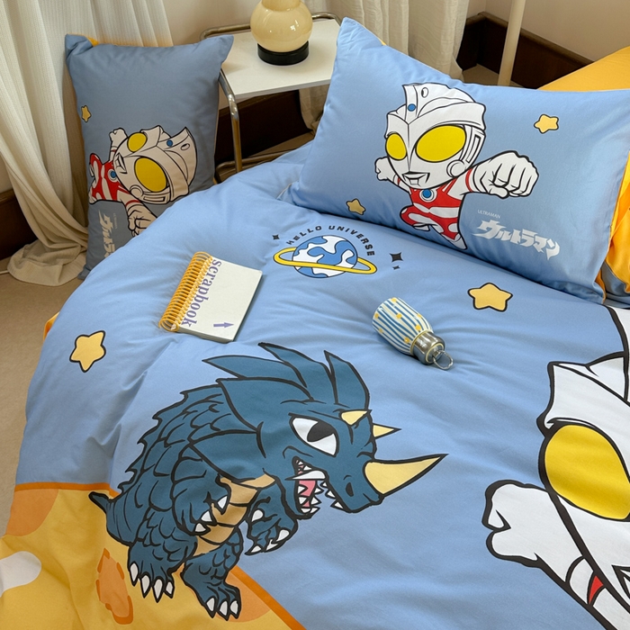 91家纺网 家纺一手货源 找家纺 金爱家 2025新款纯棉数码印花系列四件套-奥特曼 D-奥特曼之光