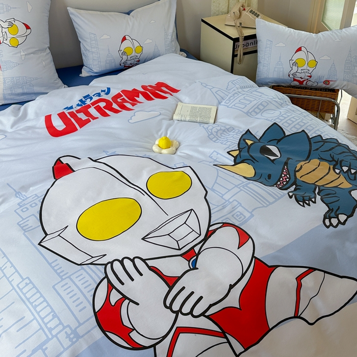 91家纺网 家纺一手货源 找家纺 金爱家 2025新款纯棉数码印花系列四件套-奥特曼 D-城市猎人