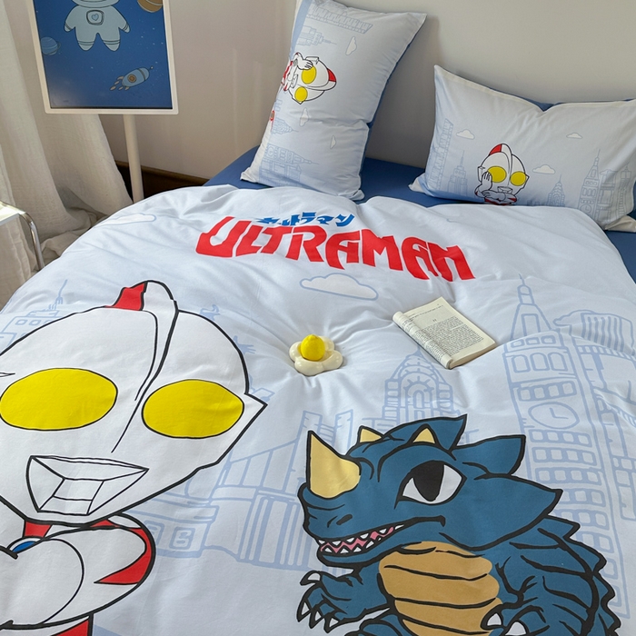 91家纺网 家纺一手货源 找家纺 金爱家 2025新款纯棉数码印花系列四件套-奥特曼 D-城市猎人