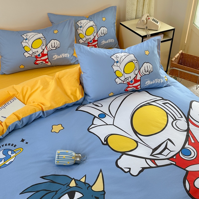 91家纺网 家纺一手货源 找家纺 金爱家 2025新款纯棉数码印花系列四件套-奥特曼 D-奥特曼之光