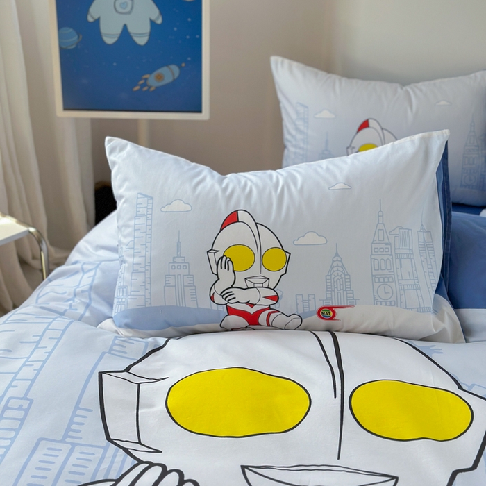 91家纺网 家纺一手货源 找家纺 金爱家 2025新款纯棉数码印花系列四件套-奥特曼 D-城市猎人