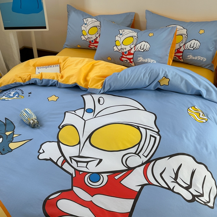 91家纺网 家纺一手货源 找家纺 金爱家 2025新款纯棉数码印花系列四件套-奥特曼 D-奥特曼之光