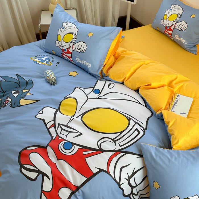 91家纺网 家纺一手货源 找家纺 金爱家 2025新款纯棉数码印花系列四件套-奥特曼 D-奥特曼之光