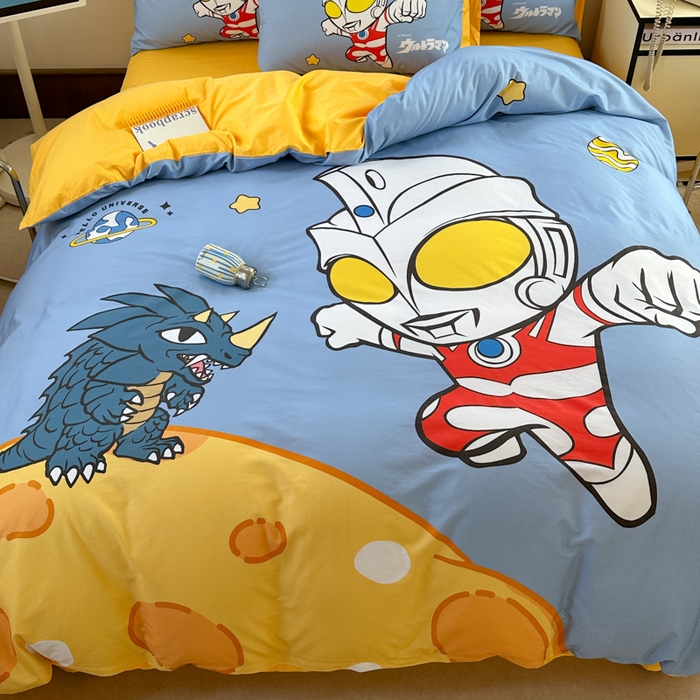 91家纺网 家纺一手货源 找家纺 金爱家 2025新款纯棉数码印花系列四件套-奥特曼 D-奥特曼之光