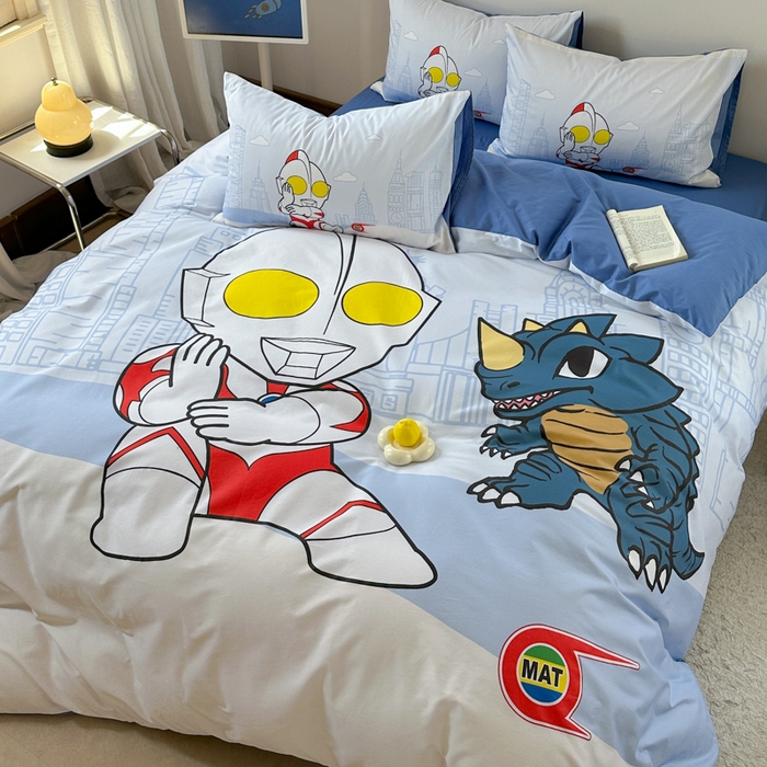 91家纺网 家纺一手货源 找家纺 金爱家 2025新款纯棉数码印花系列四件套-奥特曼 D-城市猎人