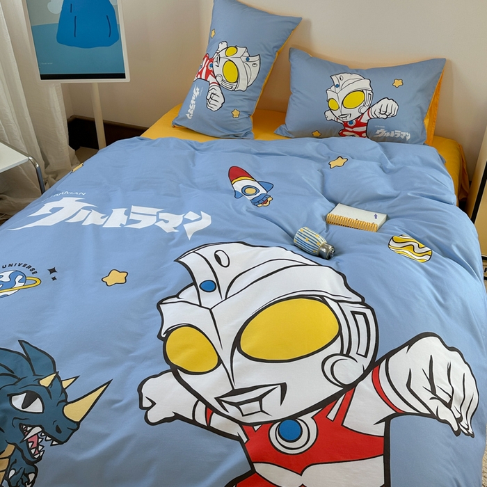 91家纺网 家纺一手货源 找家纺 金爱家 2025新款纯棉数码印花系列四件套-奥特曼 D-奥特曼之光