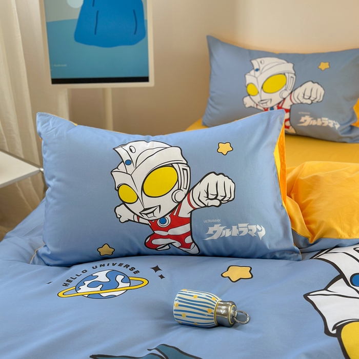 91家纺网 家纺一手货源 找家纺 金爱家 2025新款纯棉数码印花系列四件套-奥特曼 D-奥特曼之光