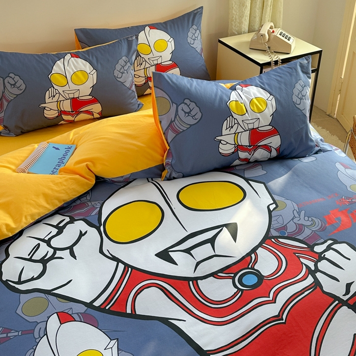 91家纺网 家纺一手货源 找家纺 金爱家 2025新款纯棉数码印花系列四件套-奥特曼 D-胜者为王