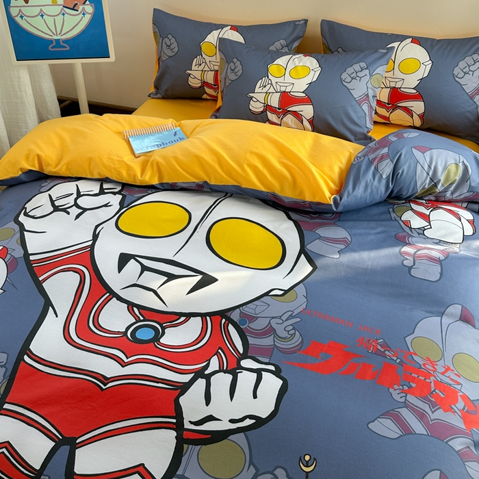 91家纺网 家纺一手货源 找家纺 金爱家 2025新款纯棉数码印花系列四件套-奥特曼 D-胜者为王