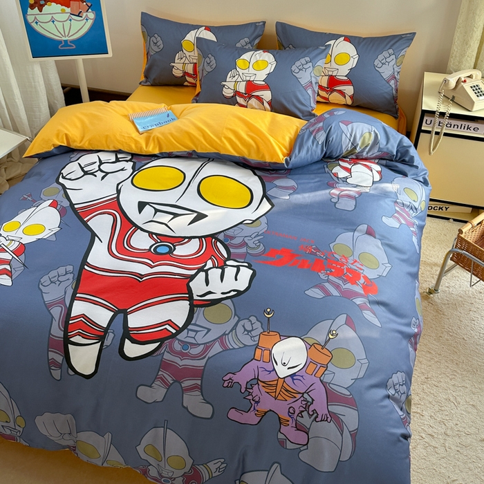 91家纺网 家纺一手货源 找家纺 金爱家 2025新款纯棉数码印花系列四件套-奥特曼 D-胜者为王