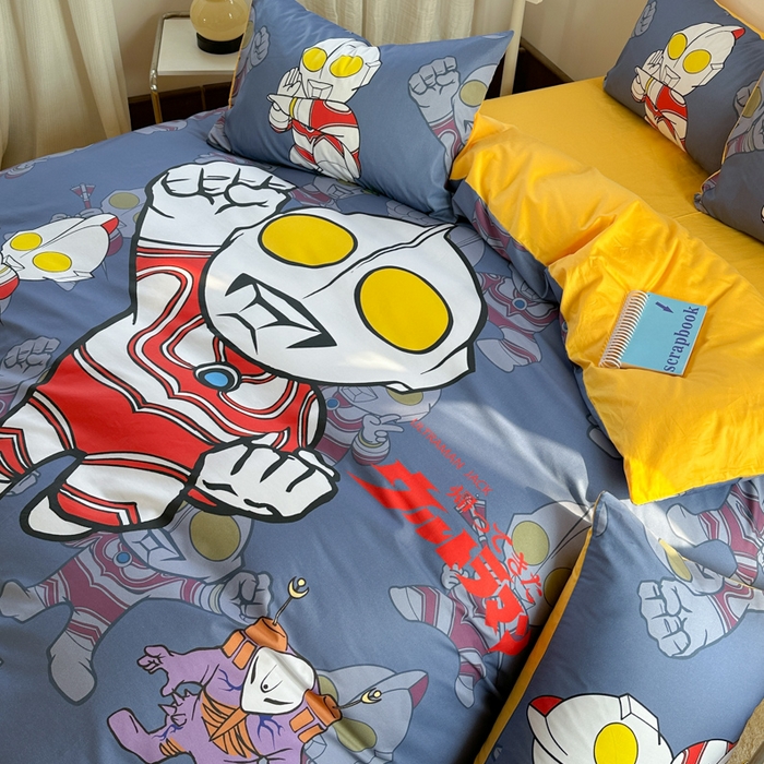 91家纺网 家纺一手货源 找家纺 金爱家 2025新款纯棉数码印花系列四件套-奥特曼 D-胜者为王