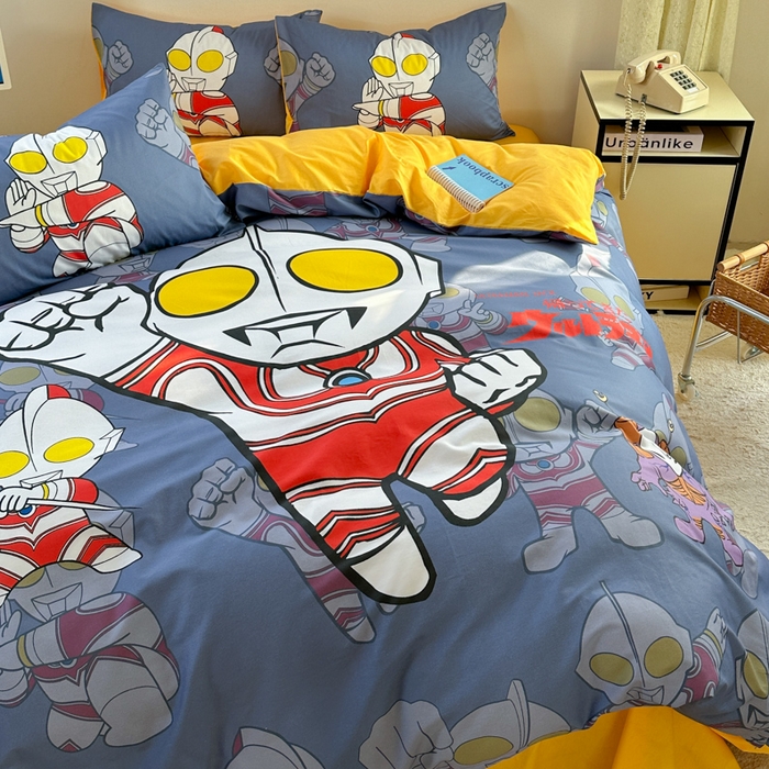 91家纺网 家纺一手货源 找家纺 金爱家 2025新款纯棉数码印花系列四件套-奥特曼 D-胜者为王