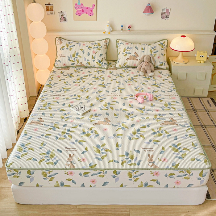 91家纺网 家纺一手货源 找家纺 富馨莱 2025春夏新款A类母婴级全棉纯棉夹棉床笠 摩登