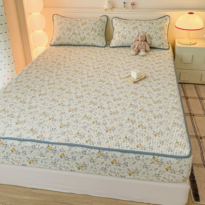 91家纺网 家纺一手货源 找家纺 富馨莱 2025春夏新款A类母婴级全棉纯棉夹棉床笠 艾莎