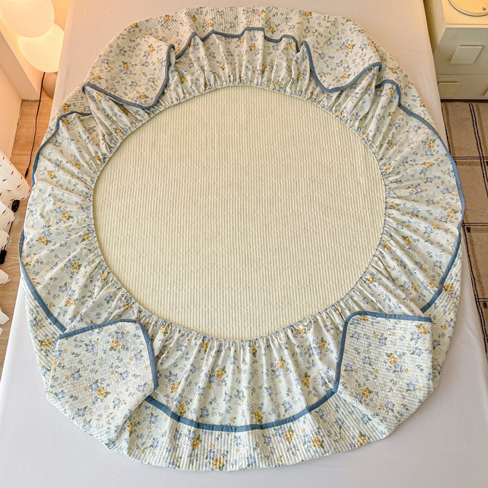 91家纺网 家纺一手货源 找家纺 富馨莱 2025春夏新款A类母婴级全棉纯棉夹棉床笠 艾莎