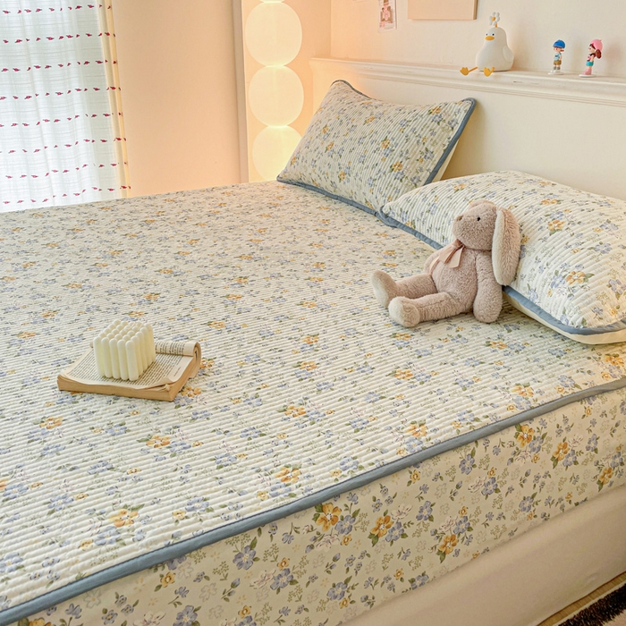 91家纺网 家纺一手货源 找家纺 富馨莱 2025春夏新款A类母婴级全棉纯棉夹棉床笠 艾莎