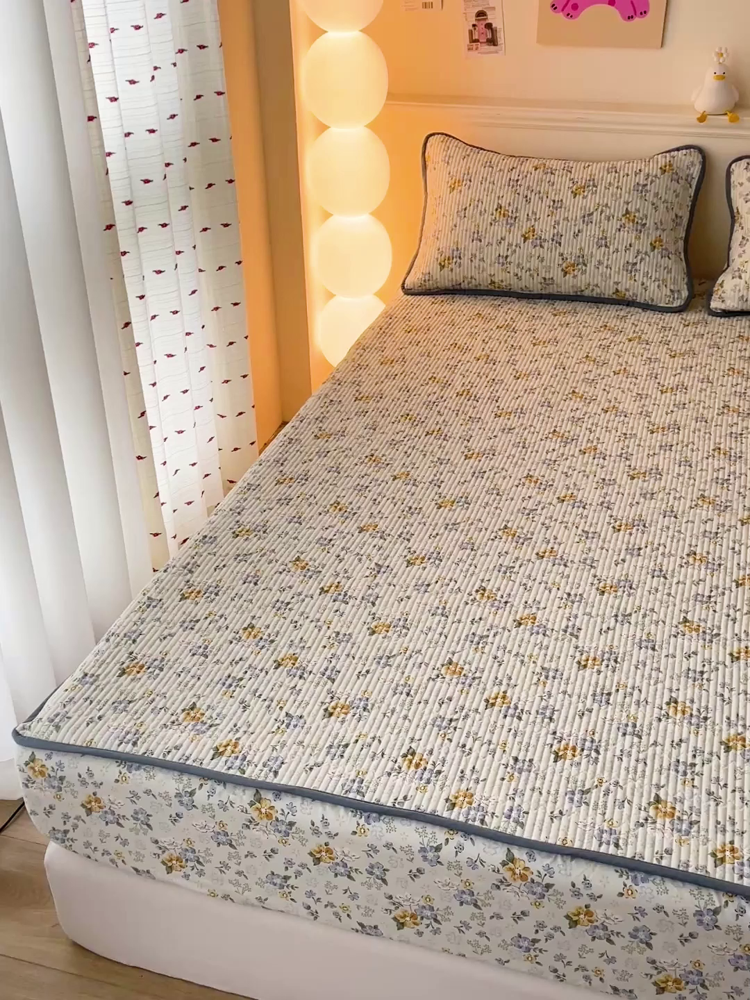 91家纺网 家纺一手货源 找家纺 富馨莱 2025春夏新款A类母婴级全棉纯棉夹棉床笠 艾莎