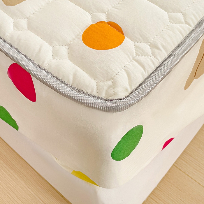 91家纺网 家纺一手货源 找家纺 富馨莱 2025春夏新款A类母婴级全棉纯棉夹棉床笠 波点熊