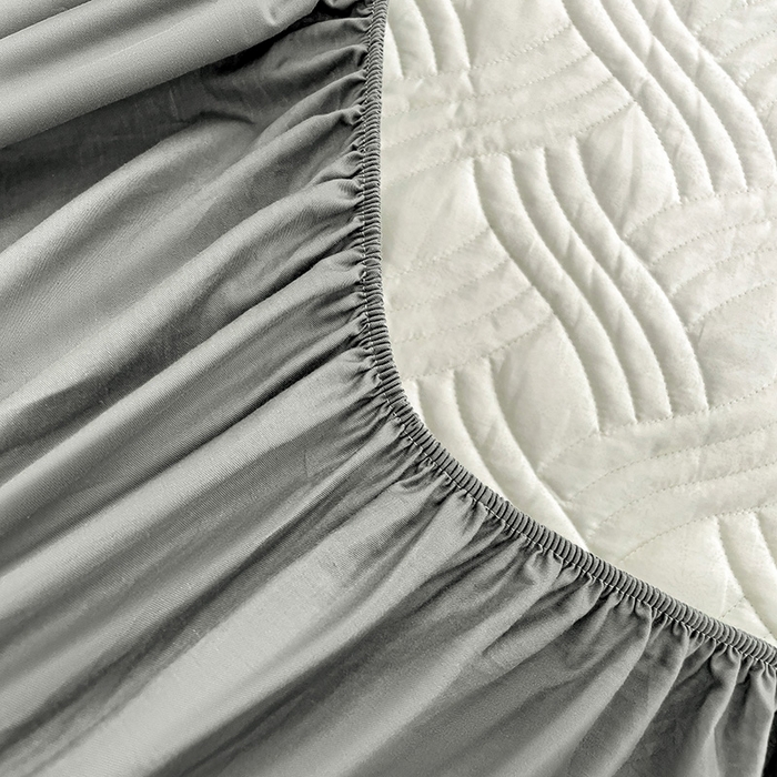 91家纺网 家纺一手货源 找家纺 富馨莱 2025春夏新款A类母婴级全棉纯棉夹棉床笠 纯色-灰色