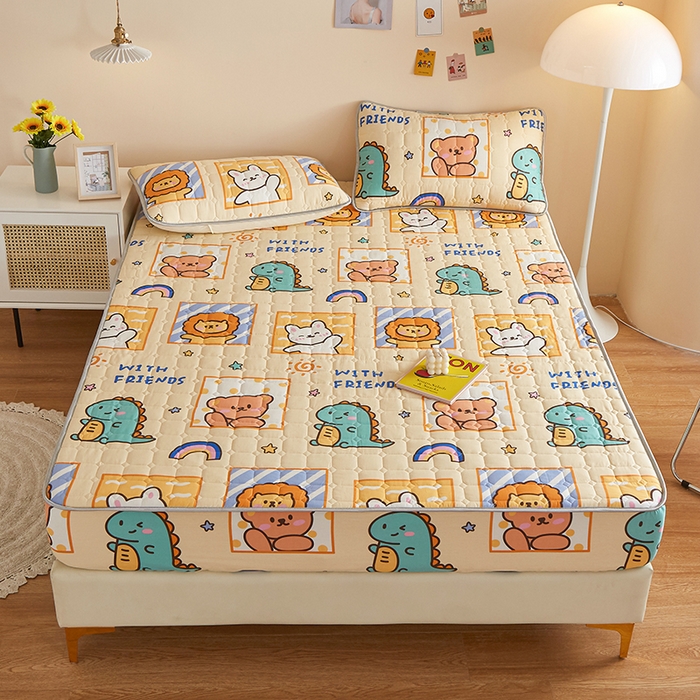 富馨莱 2025春夏新款A类母婴级全棉纯棉夹棉床笠 动物乐园