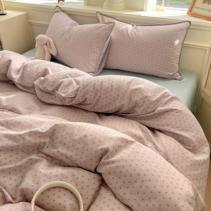 91家纺网 家纺一手货源 找家纺  （提供买家秀 爆款花型 不断货）2025新款A类全棉双层纱四件套 蝶舞