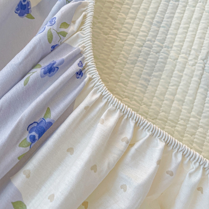 91家纺网 家纺一手货源 找家纺 富馨莱 2025春夏新款A类母婴级全棉纯棉夹棉床笠 蝴蝶结小熊