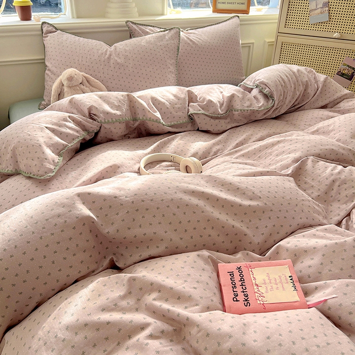 91家纺网 家纺一手货源 找家纺  （提供买家秀 爆款花型 不断货）2025新款A类全棉双层纱四件套 蝶舞