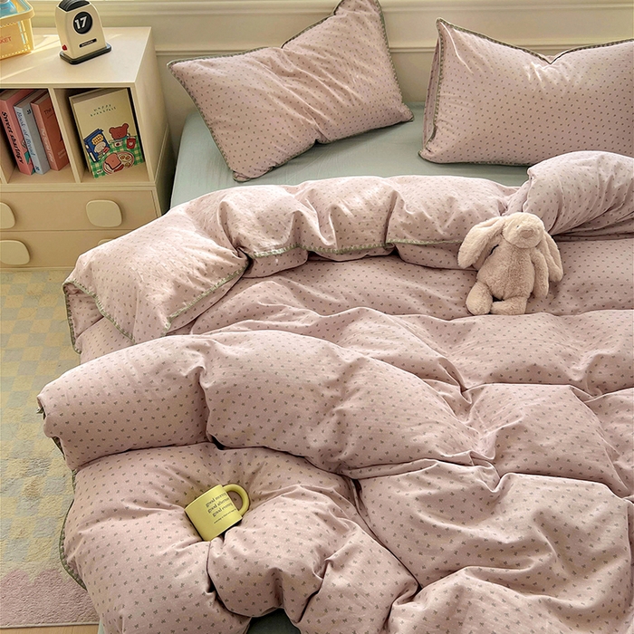 91家纺网 家纺一手货源 找家纺  （提供买家秀 爆款花型 不断货）2025新款A类全棉双层纱四件套 蝶舞