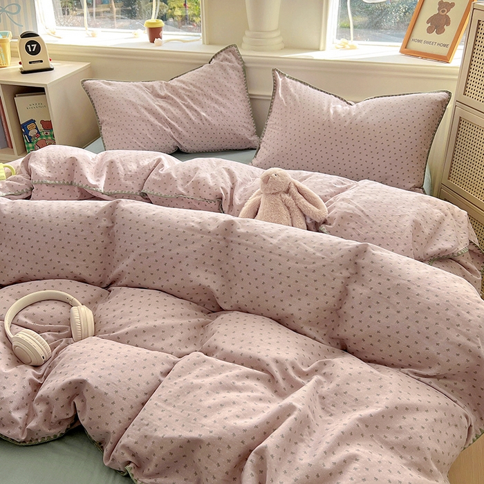 91家纺网 家纺一手货源 找家纺  （提供买家秀 爆款花型 不断货）2025新款A类全棉双层纱四件套 蝶舞