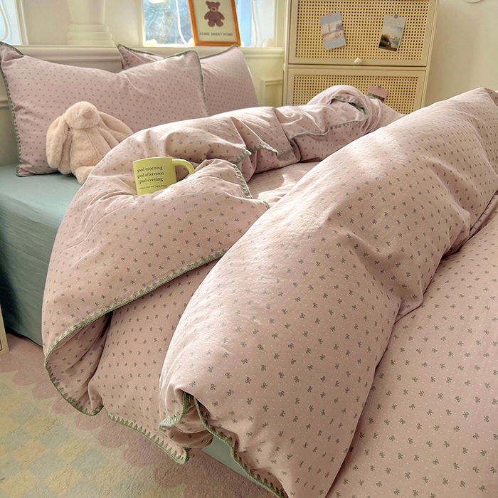 91家纺网 家纺一手货源 找家纺  （提供买家秀 爆款花型 不断货）2025新款A类全棉双层纱四件套 蝶舞