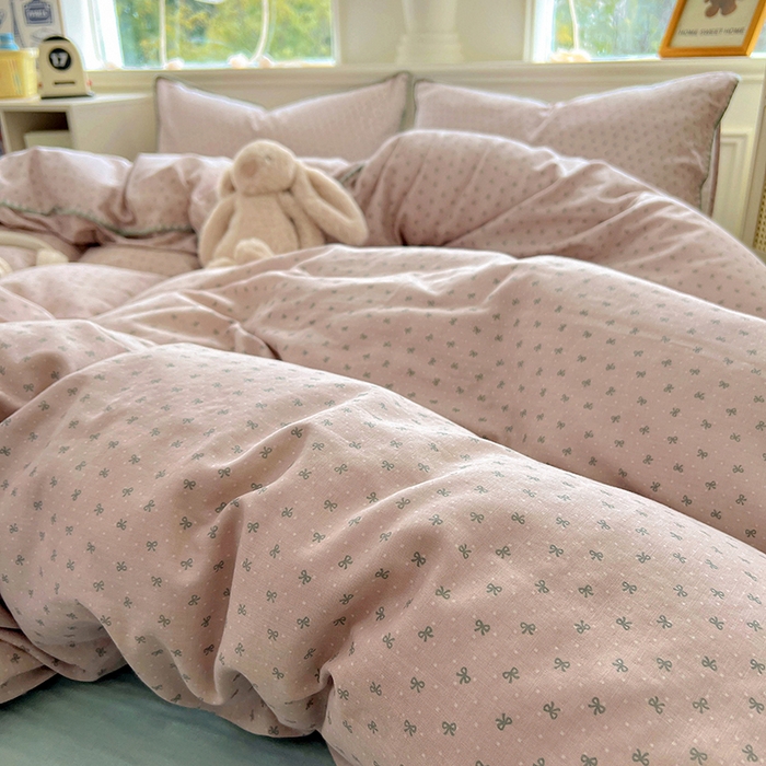 91家纺网 家纺一手货源 找家纺  （提供买家秀 爆款花型 不断货）2025新款A类全棉双层纱四件套 蝶舞