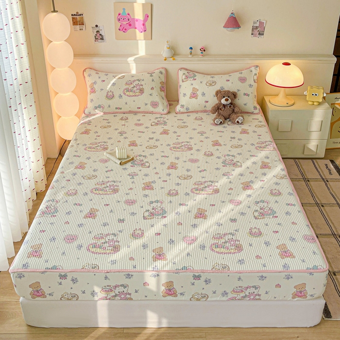 富馨莱 2025春夏新款A类母婴级全棉纯棉夹棉床笠 开心美乐蒂