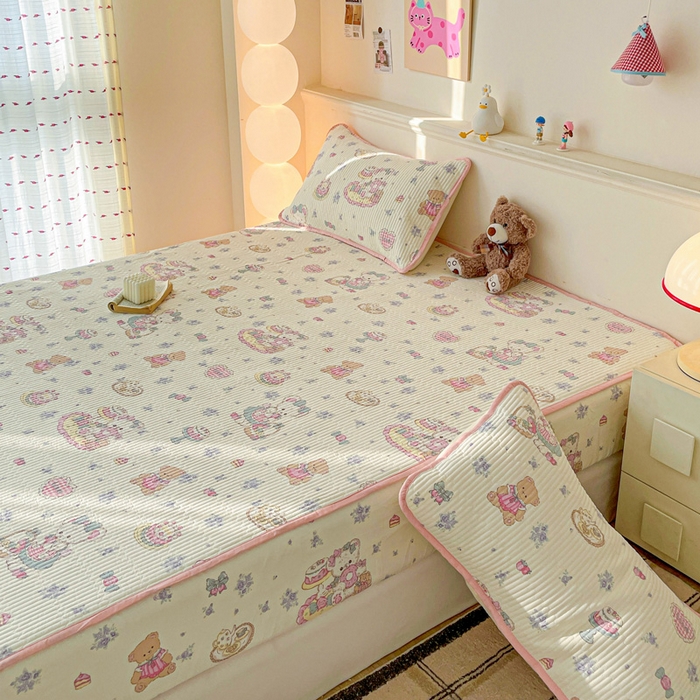 91家纺网 家纺一手货源 找家纺 富馨莱 2025春夏新款A类母婴级全棉纯棉夹棉床笠 开心美乐蒂