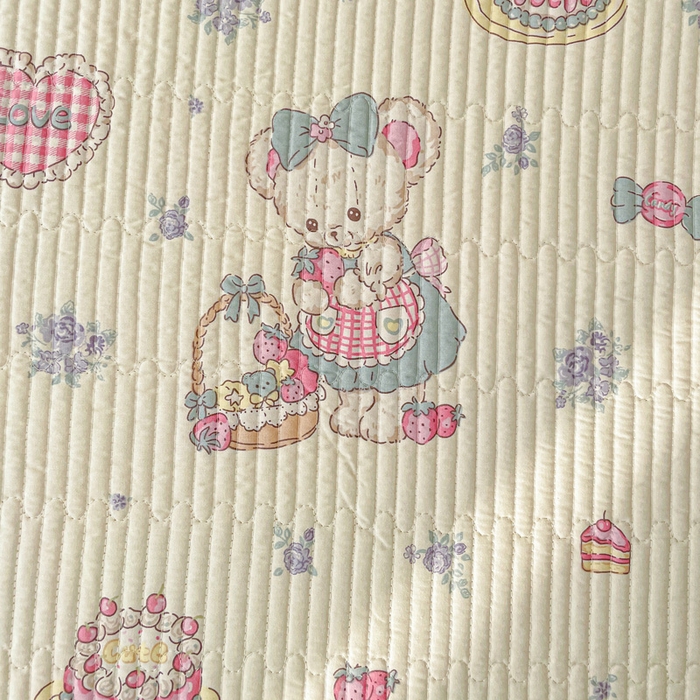 91家纺网 家纺一手货源 找家纺 富馨莱 2025春夏新款A类母婴级全棉纯棉夹棉床笠 开心美乐蒂