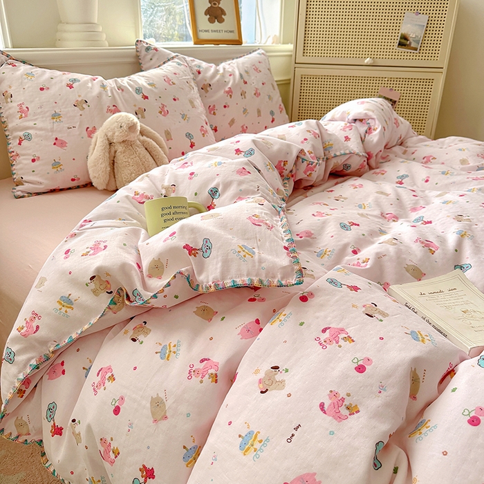  （提供买家秀 爆款花型 不断货）2025新款A类全棉双层纱四件套 开心派对