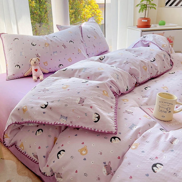  （提供买家秀 爆款花型 不断货）2025新款A类全棉双层纱四件套 可爱软萌