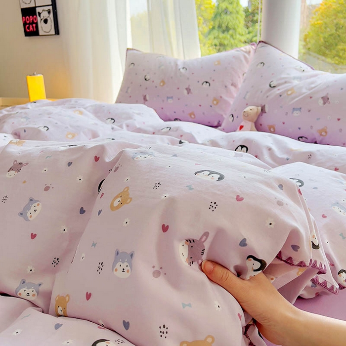 91家纺网 家纺一手货源 找家纺  （提供买家秀 爆款花型 不断货）2025新款A类全棉双层纱四件套 可爱软萌