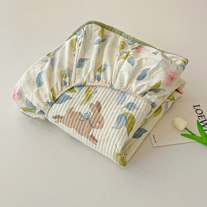 91家纺网 家纺一手货源 找家纺 富馨莱 2025春夏新款A类母婴级全棉纯棉夹棉床笠 摩登